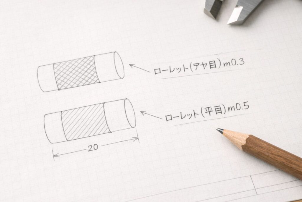指示記号と加工範囲指定