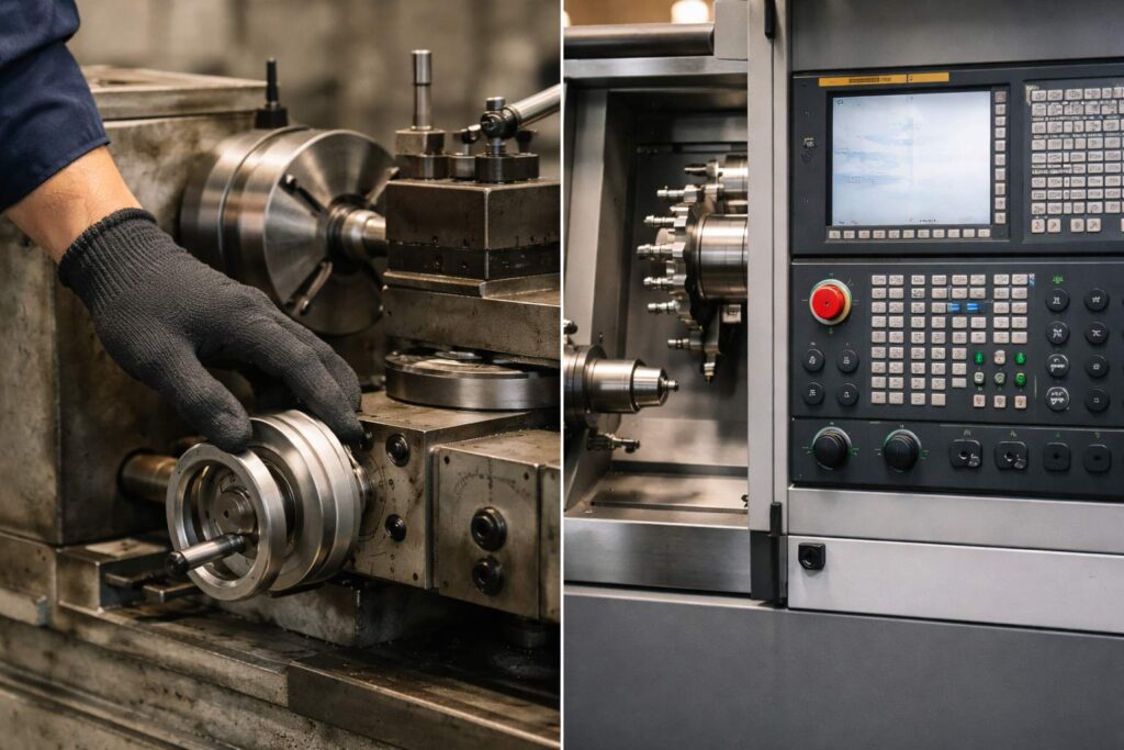 汎用旋盤とNC旋盤の違い