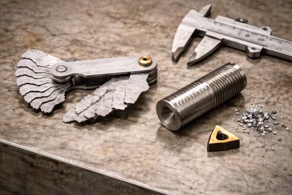 ねじ切りバイトのピッチ設定