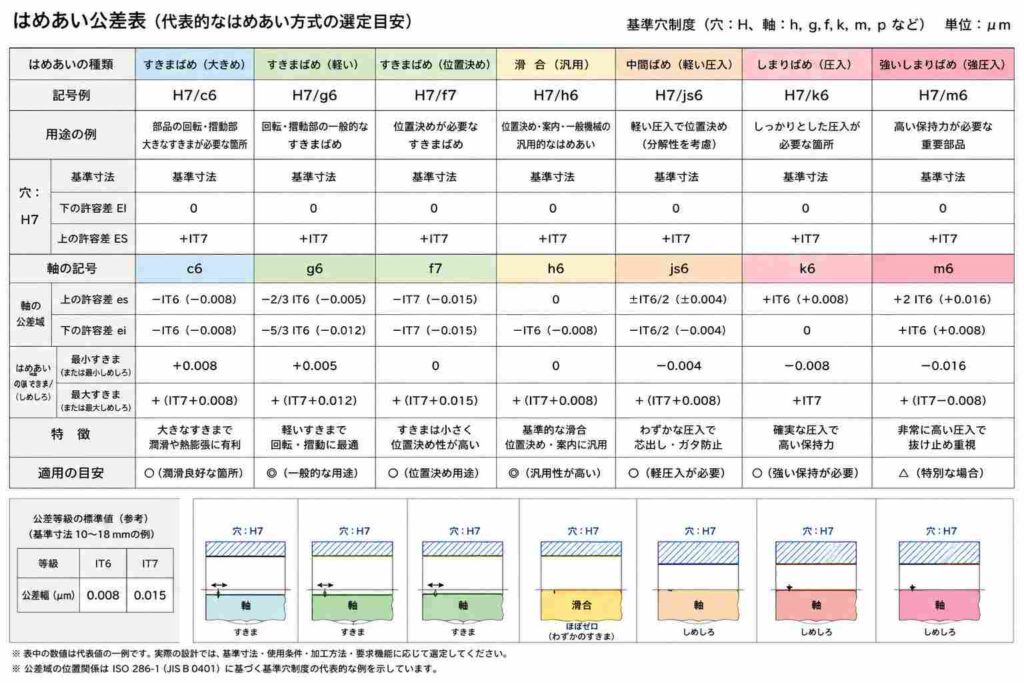はめあい公差表の見方
