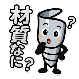 キリコンが考えるポーズで、材質なに？と材料を確認するLINEスタンプ